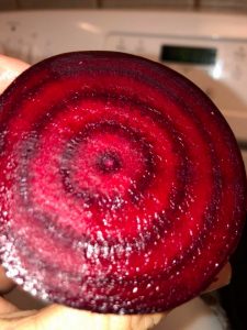 Half section of bright red beet.
